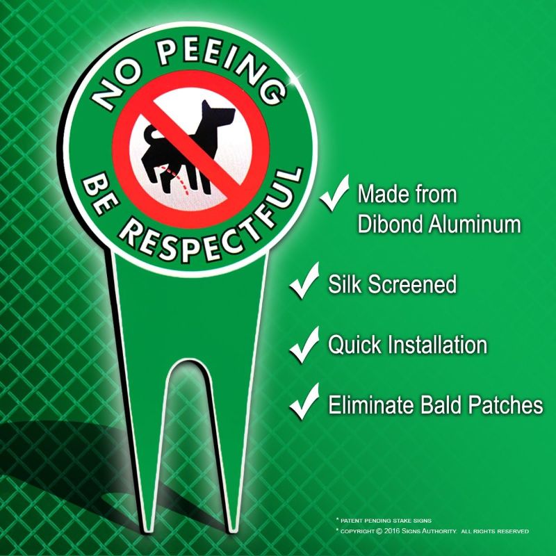 Photo 1 of 6"x12" Please Clean Up After Your Dog Sign | Dog Stake for Yard Pick Up After Your Dog Sign | No Dogs Peeing - No Dog Poop Signs for Yard | Aluminum, Pk1, 6"x12" 2 SIGNS
