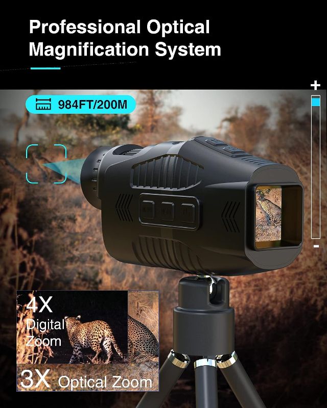 Photo 1 of Digital Night Vision Monocular with Infrared Illuminator & Video Recording, 984ft Long Distance, 1080P Night Vision Goggles Binoculars for Hunting, Camping, Surveillance with 32 GB SD Card
