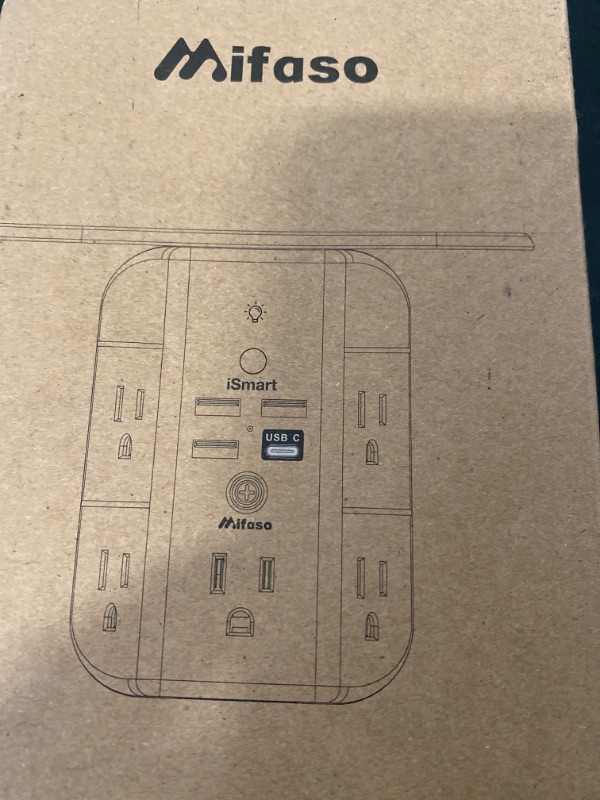 Photo 2 of MIFASO-M Outlet Extender - Wall Surge Protector with 6 Outlets 3 USB (1 USB C, 2 USB A), Multi Plug Outlet Splitter, Wall Mount Adapter with Top Phone Holder for Home, School, Office (490 Joules)
