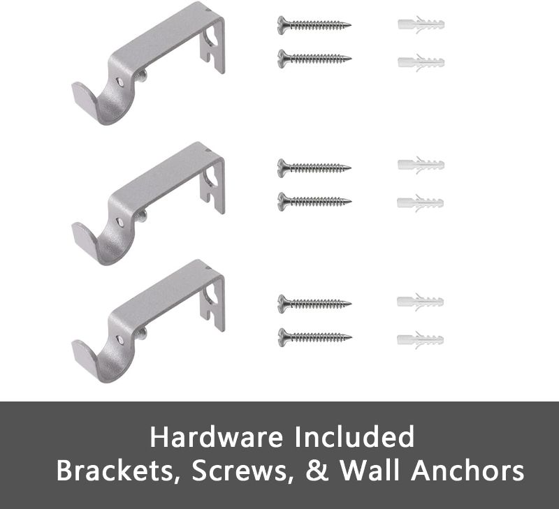 Photo 2 of Deco Window Pack Adjustable Curtain Rods for Windows with Ball finials & Bracket Set , Drapery Rods (Grey/Silver)