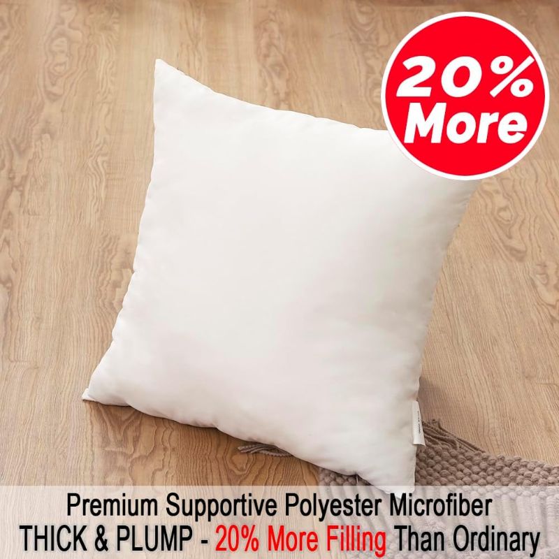 Photo 2 of EDOW Throw Pillow Insert, Lightweight?Soft Polyester Down Alternative Decorative Pillow, Sham Stuffer, Machine Washable. (White, 18x18) 18"x18"