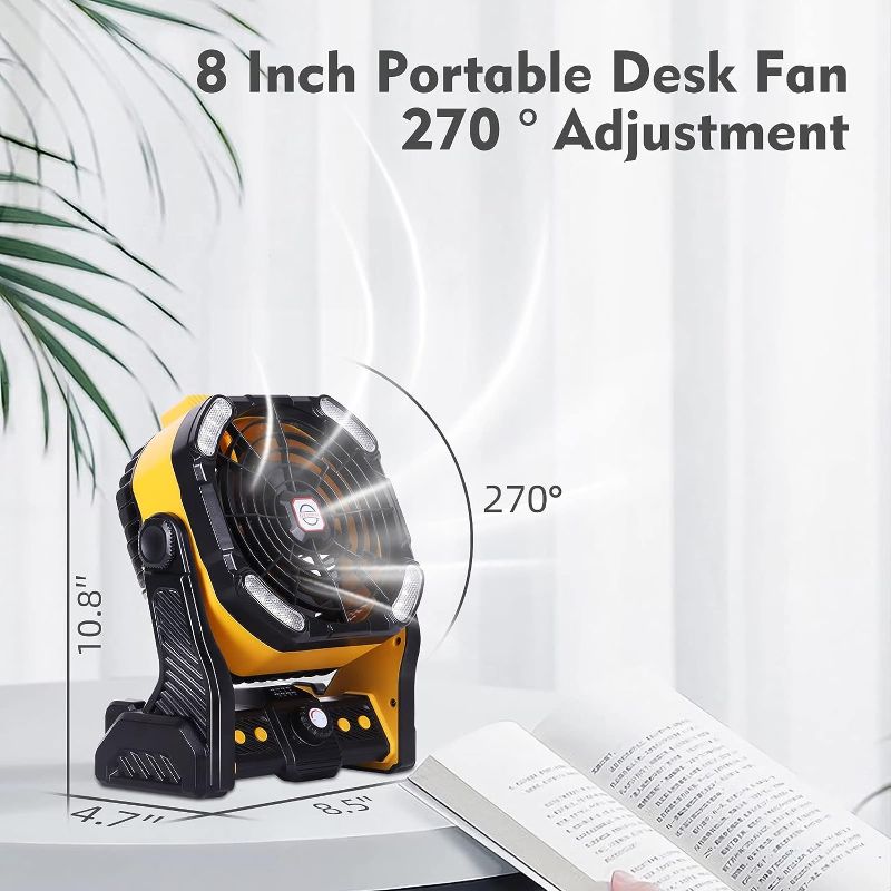 Photo 1 of RUNTOP Camping Fan,Beach fan Rechargeable Portable Camping Fan Portable fan Battery Operated Fan, usb Fan with Hook 2 Blades Table Fan,Camping Fans for Tents, Outdoor Fan 270°Rotation, Timer Funtion
