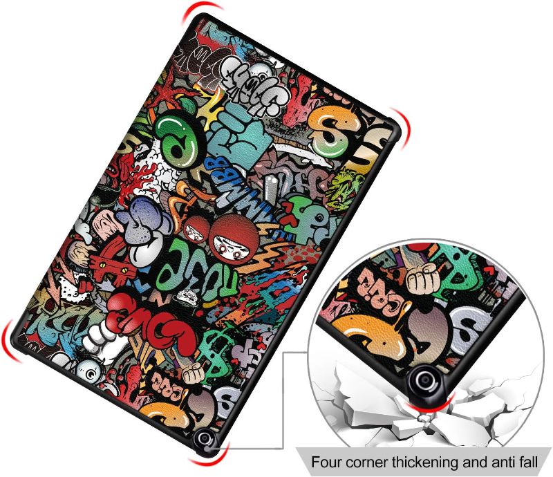Photo 1 of All-New Fire HD 10 2019 Case, Premium Folio Smart-Shell Stand Case Cover with Auto Sleep/Wake for All-New Fire HD 10 (Compatible with 7th and 9th Generations, 2017 and 2019 Releases Graffiti
