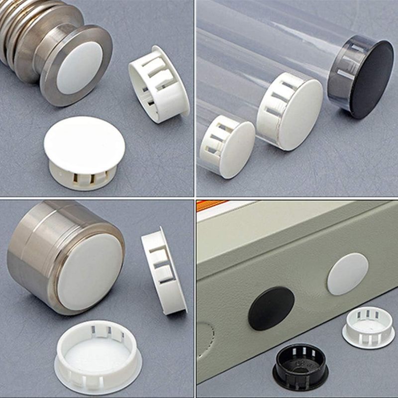 Photo 1 of Suiwotin 30PCS 19mm (3/4") Black Hole Plugs Plastic Flush Type Hole Plugs Snap in Locking Hole Tube, Furniture Fencing Post Pipe Insert End Caps (Black)
