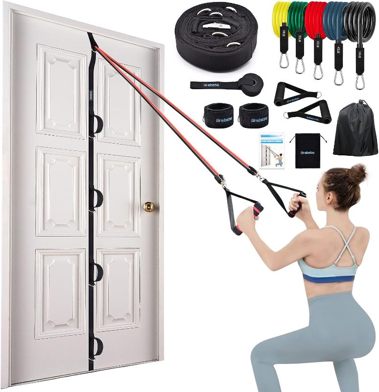 Photo 1 of Brebebe Door Anchor Strap for Resistance Bands Exercises, Multi Point Anchor Gym Attachment for Home Fitness, Portable Door Band Resistance Workout Equipment, Easy to Install, Punch-Free, Nail-Free
