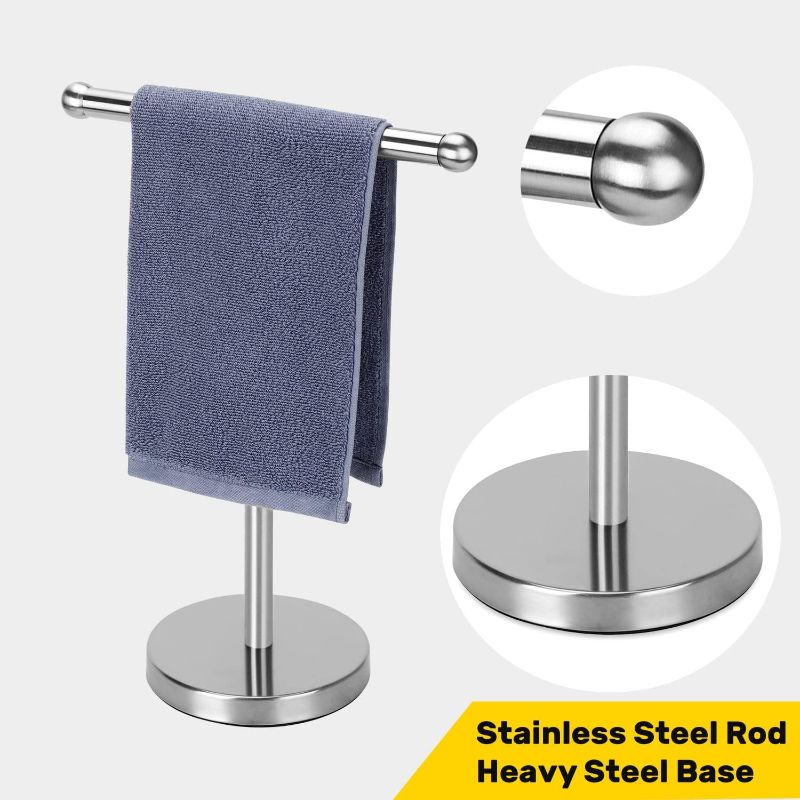 Photo 1 of Hand Towel Holder, Hand Towel Rack Stand with Heavy Weighted Base, Countertop Hand Towel Holder Stand for Bathroom?SUS304 Stainless Steel (Silver-Brushed)
