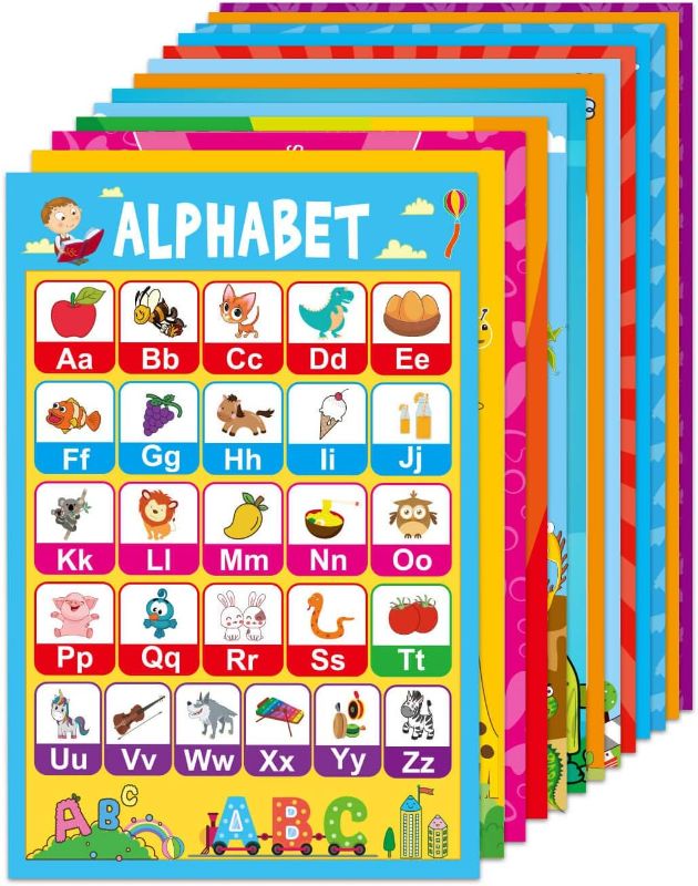 Photo 1 of 15 Educational Posters for Toddlers Kids Learning Alphabet Numbers Shapes Colors and More (15 Pack)
