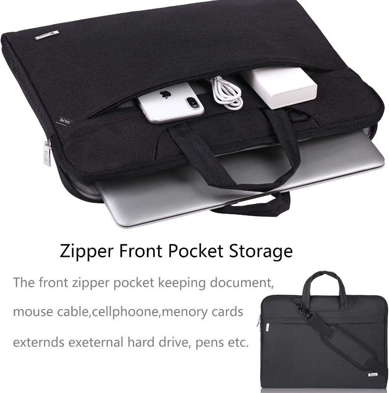Photo 1 of Black Laptop Bag 17 17.3 inch Water-resistant Laptop Sleeve Case with Shoulder Straps & Handle/Notebook Computer Case Briefcase Compatible with MacBook/Acer/Asus/Hp, 
