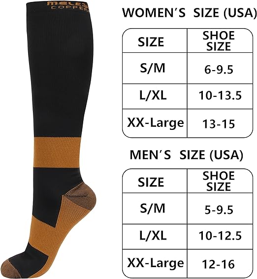 Photo 3 of CopperJoint Copper Compression Socks - Knee High Socks for Men and Women - 15-20 mmHg Zipperless Long Compression Stocking for Nurses, Running Hiking Cycling Calf Pain - Unisex - Pair - 
