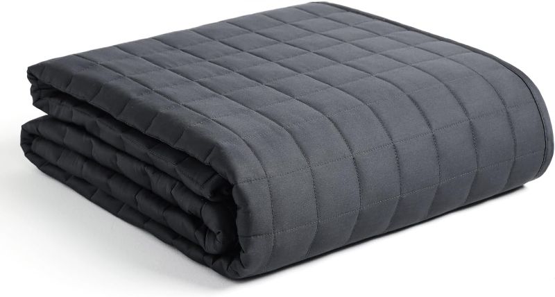 Photo 4 of 12lbs Weighted Blanket, Smallest Compartments with Glass Beads, Bed Blanket for One Person , Ideal for Twin or Full Bed  12 Pounds, Dark Grey)
