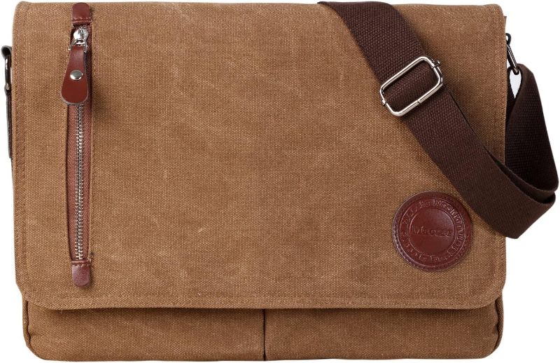 Photo 1 of Vintage Canvas Satchel Messenger Bag for Men Women,Travel Shoulder bag 13.5" Laptop Bags Bookbag (Coffee)
