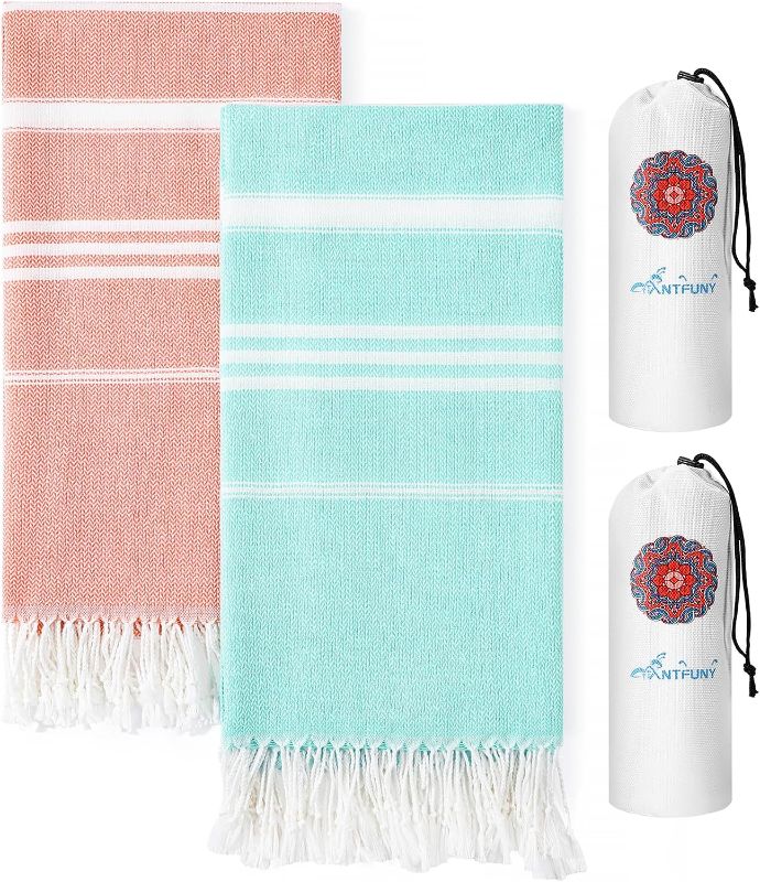 Photo 2 of 2 Packs Cotton Turkish Beach Towels Quick Dry Sand Free Oversized Bath Pool Swim Towel Extra Large Xl Big Blanket Adult Travel Essentials Cruise Accessories Must Haves Clearance Vacation Stuff
