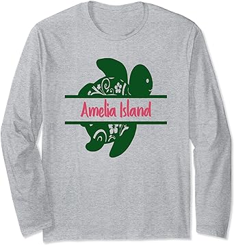 Photo 1 of Girls Sea Turtle Amelia Island Florida Shirts Beach Vacation Long Sleeve T-Shirt
