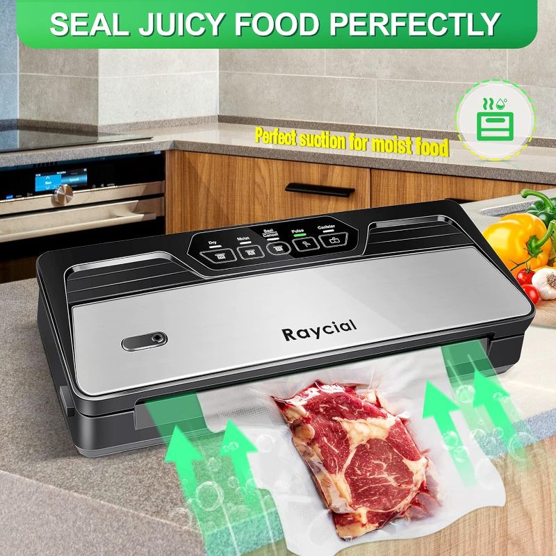 Photo 2 of Vacuum Sealer Machine,Air Sealing System Vacuum Sealer with Dry, Moist & Pulse 3 Modes,with Bag Storage and Built-in Cutter,Food sealer with Consecutive seals (Vacuum Sealer Machine with bags)
