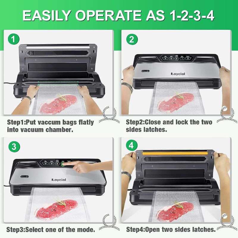 Photo 3 of Vacuum Sealer Machine,Air Sealing System Vacuum Sealer with Dry, Moist & Pulse 3 Modes,with Bag Storage and Built-in Cutter,Food sealer with Consecutive seals (Vacuum Sealer Machine with bags)
