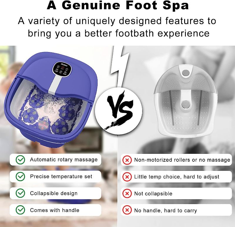 Photo 2 of HOSPAN Collapsible Foot Spa Electric Rotary Massage, Foot Bath with Heat, Bubble, Remote, and 24 Motorized Shiatsu Massage Balls. Pedicure Foot Spa for Feet Stress Relief -
