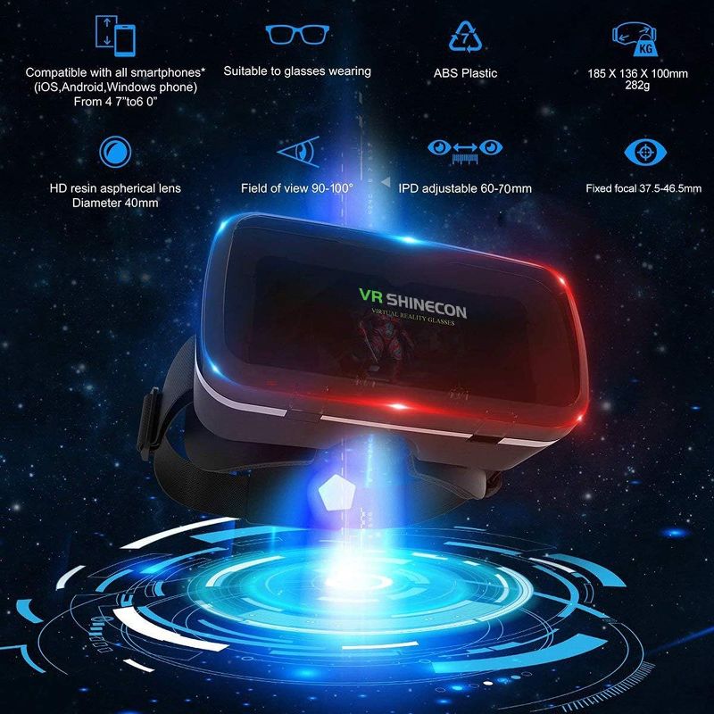 Photo 2 of VR SHINECON VR Headset Compatible with iPhone & Android Virtual Reality VR Goggles
