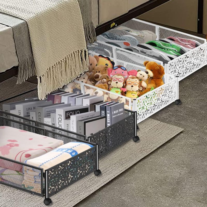Photo 1 of Under bed Storage Containers, Under Bed Storage with Wheels, Under Bed Shoe Storage Organizer Drawer for Clothes, Blankets And Shoes (2Pack, Black)

