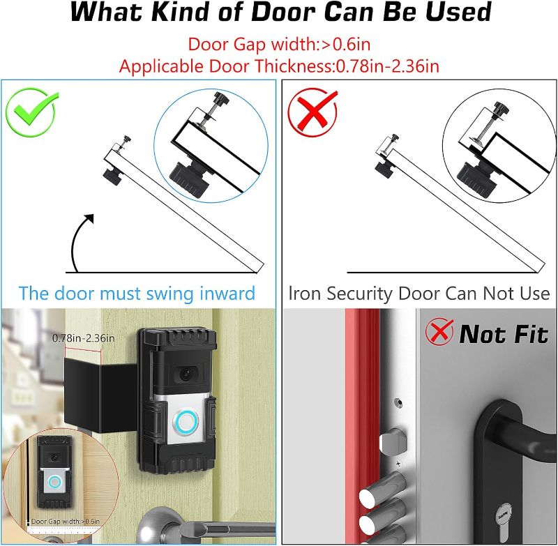 Photo 4 of Anti-Theft Video Doorbell Mount Compatible with Most Video Doorbell, Adjustable Bracket Wedge Adapter Camera Holder for Video Doorbell Holder Not Block Doorbell Sensor
