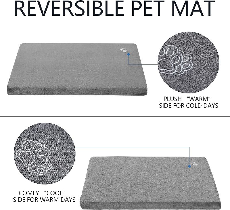 Photo 1 of Grey Stylish Dog Bed Mat Dog Crate Pad Mattress Reversible (Cool & Warm), Water Proof Linings, Removable Machine Washable Cover, Firm Support Pet...
