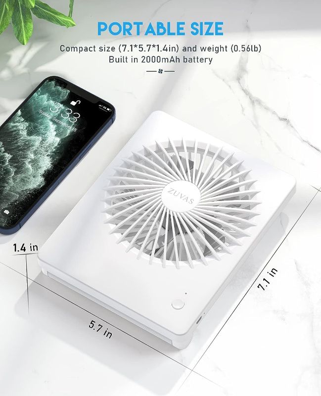Photo 1 of Desk Fan Battery Operated ,  Folding Personal Ultra Quiet Small Portable Fan 3 Speed Adjustable Strong Wind USB Fan For Office Bedroom Home Desktop Camping (White)
