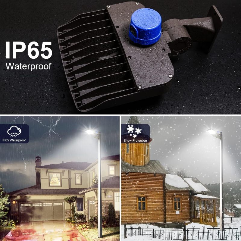 Photo 4 of BIRITALO LED Parking Lot Light with Allen Wrench Outdoor Flood Lights Dusk to Dawn with Adjustable Arm Mount Commercial Security Lights 5000K IP65 Waterproof for Garage, Walkway
