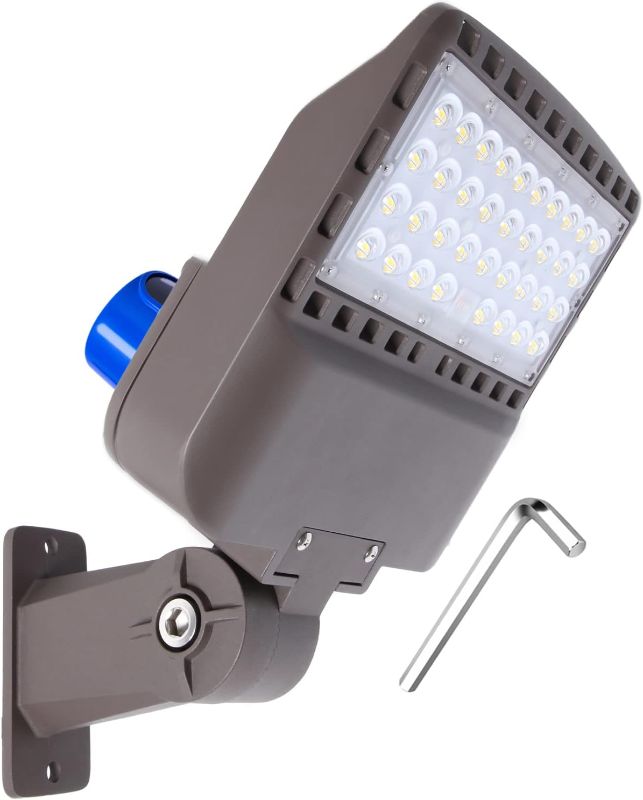 Photo 1 of BIRITALO LED Parking Lot Light with Allen Wrench Outdoor Flood Lights Dusk to Dawn with Adjustable Arm Mount Commercial Security Lights 5000K IP65 Waterproof for Garage, Walkway
