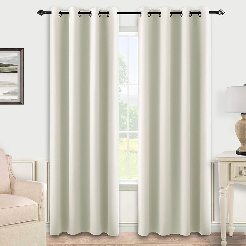 Photo 1 of Blackout Grey Curtains for Bedroom 2 Panel Set Long Thermal Insulated Grommet 100% Light Heavy Blocking Darkening Window Drapes Black Out...

