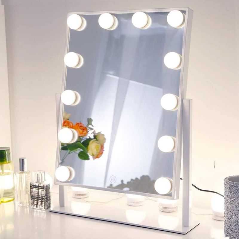 Photo 1 of  LED Vanity Mirror with Lights Hollywood Light up Makeup Mirror for Desk, Lighted Smart Mirror with Lights  Personal Makeup Mirror with 12 Bulbs for Bedroom 
