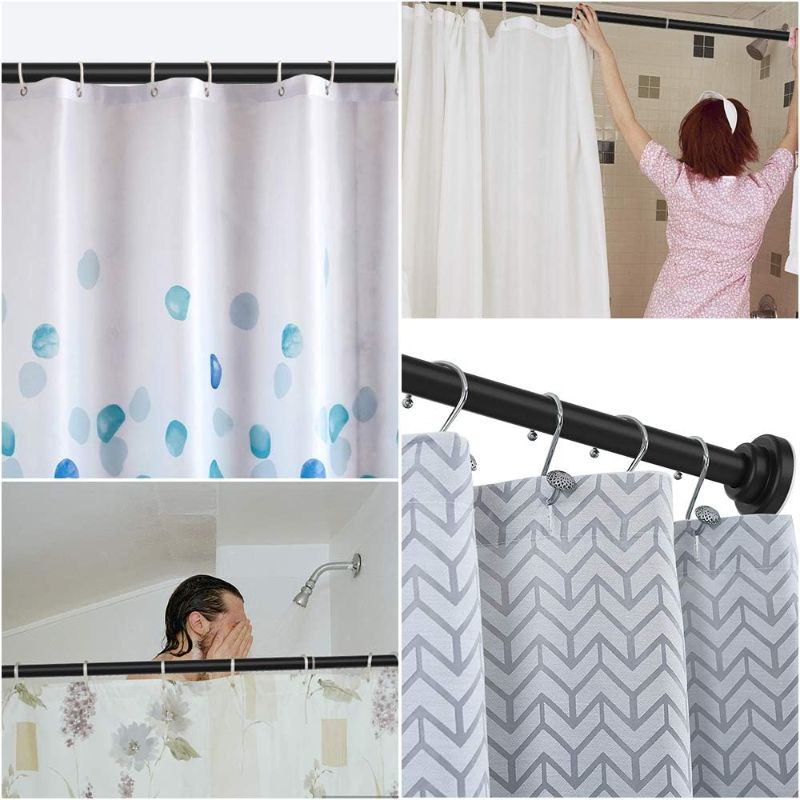 Photo 2 of Shower Curtain Rod Never Rust and Non-Fall Down Spring Tension Rod, Stainless Steel (Black)
