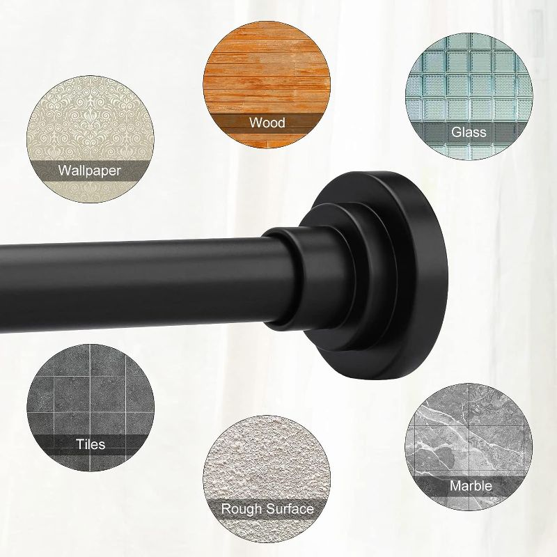 Photo 3 of Shower Curtain Rod Never Rust and Non-Fall Down Spring Tension Rod, Stainless Steel (Black)
