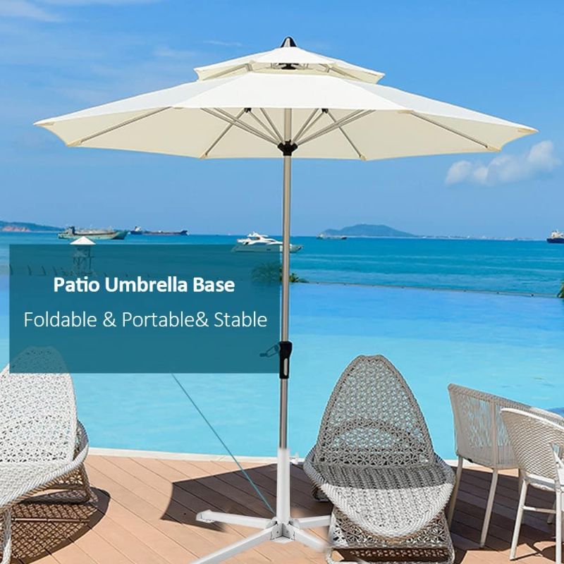 Photo 2 of OOPFUN - Patio Umbrella Stand Fit 6 7 8 Feet Sunshade 1.02"-1.4 Inch Pole for 6 to 10ft Parasol Portable Storage Beach Umbrella Stand Umbrella Base Holder
