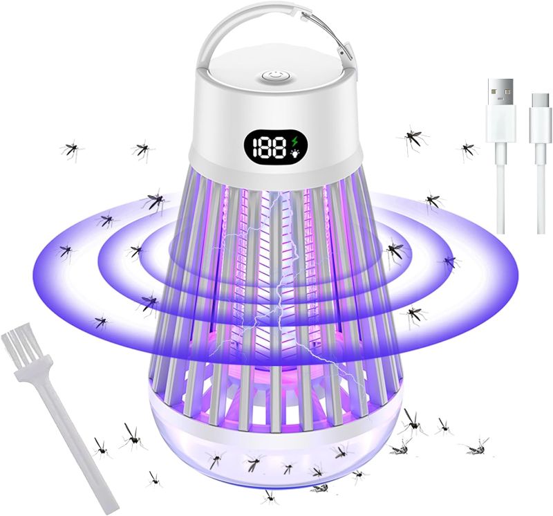 Photo 3 of Bug Zapper Outdoor Indoor Mosquito and Fly Killer Electric Rechargeable Mosquito Zapper Flying Insect Trap Portable Cordless Bug Zappers USB Bug Bulb LED Light Mosquito Trap for Home, Patio, Camping
