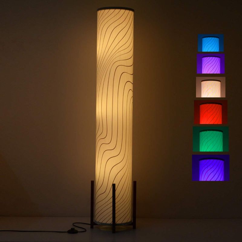 Photo 3 of  Column Floor Lamp, LED Smart Bulbs Floor Lamps, with Fabric Shade Standing Corner Floor Lamp for Living Room and Bedroom
