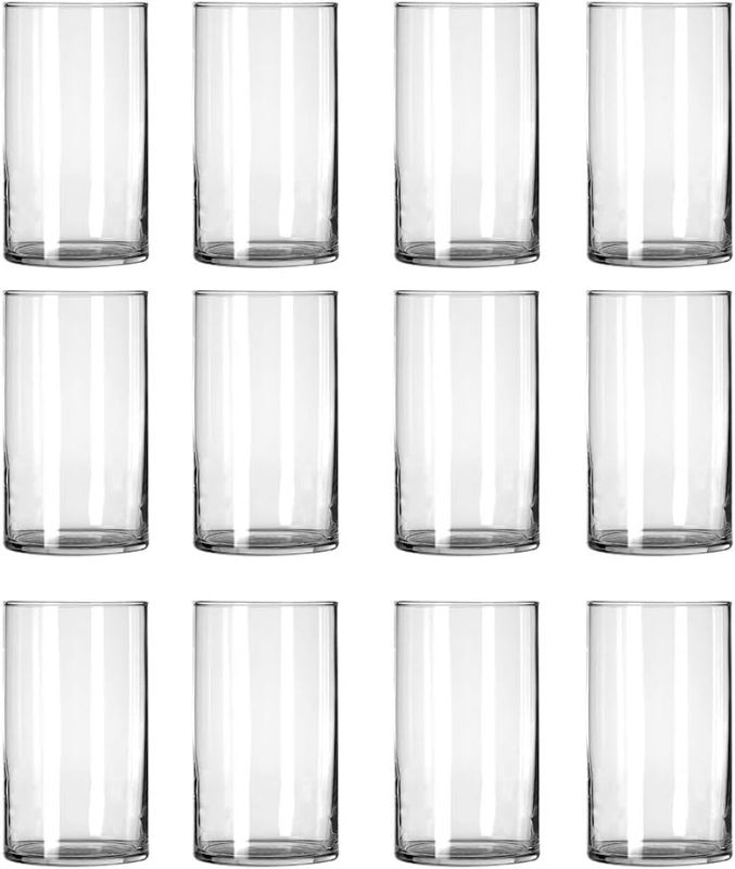 Photo 1 of 12 Pack Clear Glass Cylinder Vases, Table Flowers Vase,for Wedding Decorations and Formal Dinners 