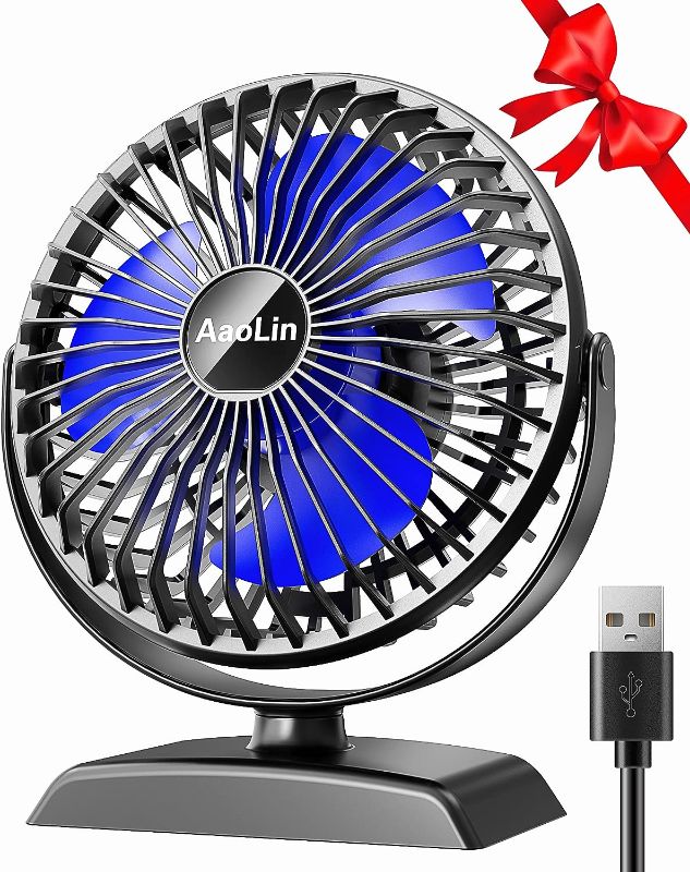 Photo 1 of AaoLin Desk Fan, USB Small Fans with 3 Speeds Strong Airflow, Quiet Portable, 360° Rotation Personal Table Fan for Home,Office, Bedroom Desktop
