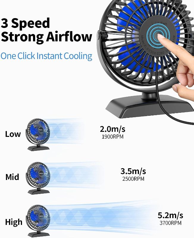 Photo 4 of AaoLin Desk Fan, USB Small Fans with 3 Speeds Strong Airflow, Quiet Portable, 360° Rotation Personal Table Fan for Home,Office, Bedroom Desktop
