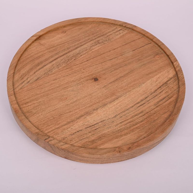 Photo 1 of Acacia Wood Lazy Susan Turntable for Table, Kitchen Countertop, Dining, Decorative,Countertop,Pantry (10" )
