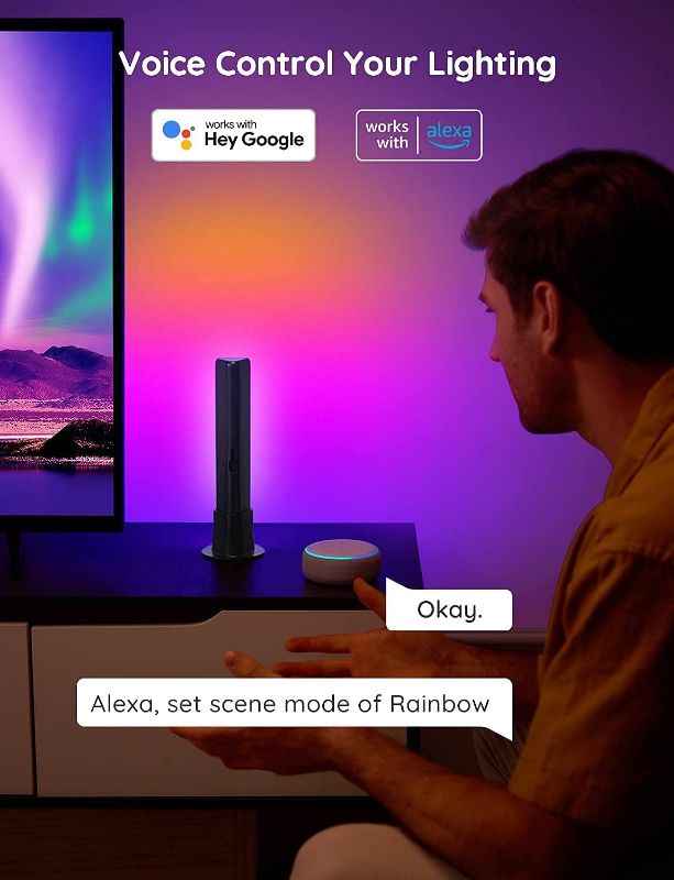 Photo 2 of Govee Smart LED Light Bars, Work with Alexa and Google Assistant, RGBICWW WiFi TV Backlights with Scene and Music Modes for Gaming, Pictures, PC, Room...
