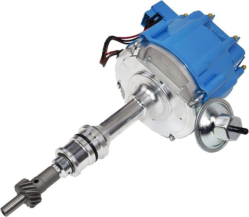Photo 1 of A-Team Performance HEI Complete Distributor 65K Coil, 8 Cylinders, Big Block Compatible With Ford 351 C 351M 400M 429 460 V8 One-Wire Installation, Blue Cap
