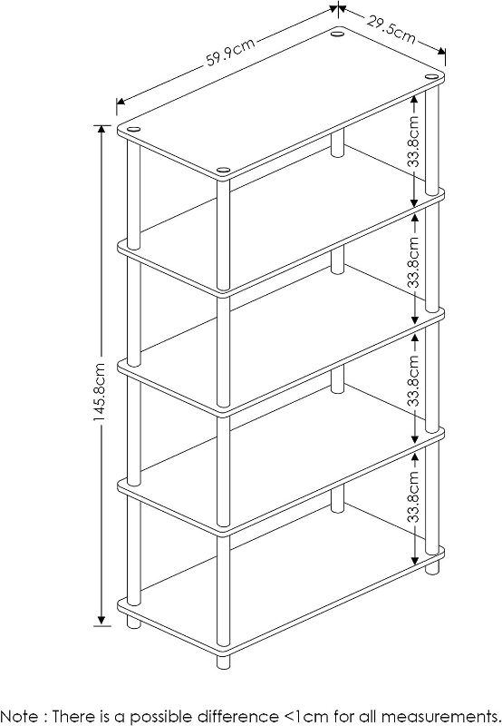 Photo 1 of 5-Tier Multipurpose Shelf / Display Rack / Storage Shelf / Bookshelf, Round Tubes, Light Wood Top / Black Legs
