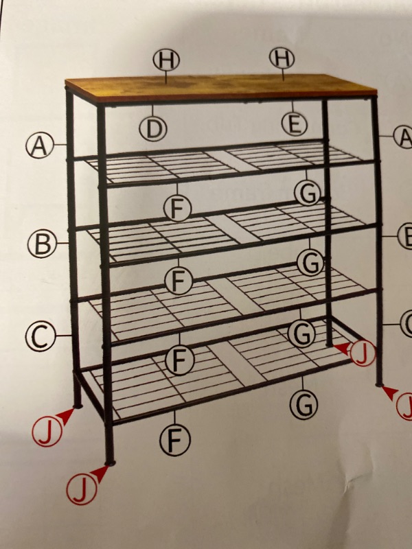 Photo 2 of 5-Tier Multipurpose Shelf / Display Rack / Storage Shelf / Bookshelf, Round Tubes, Light Wood Top / Black Legs
