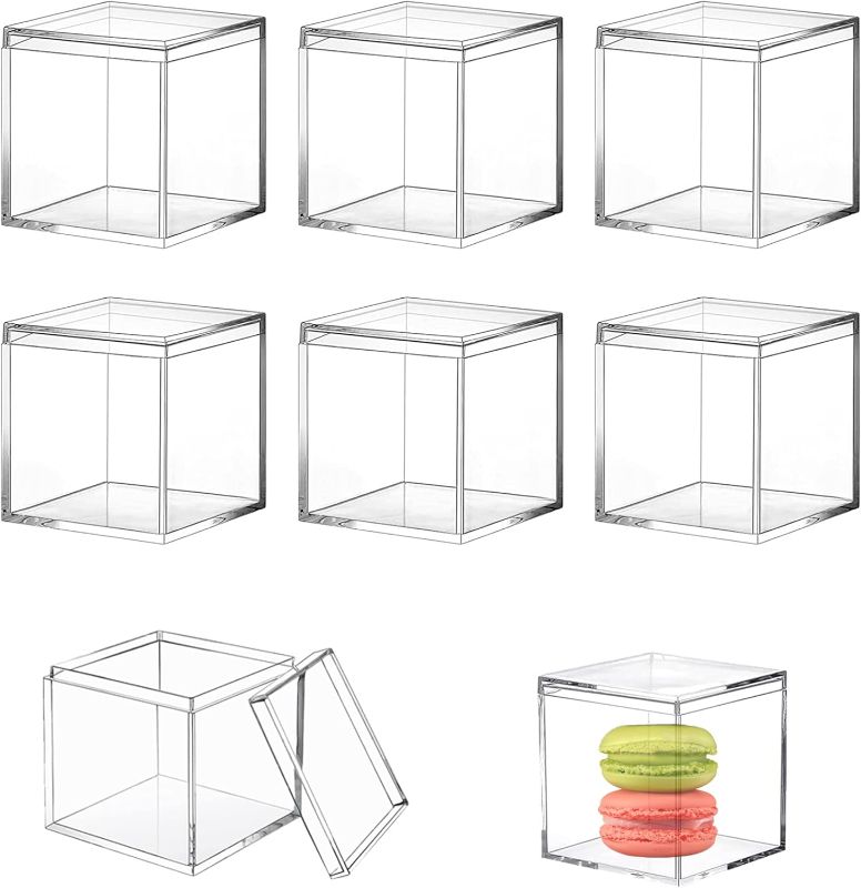 Photo 2 of Acrylic Box Clear Boxes for Candy Small Rectangle Box Plastic Square Cube Transparent Containers with Lid Jewelry Storage Wedding Party Favor Boxes (26 Pieces)
