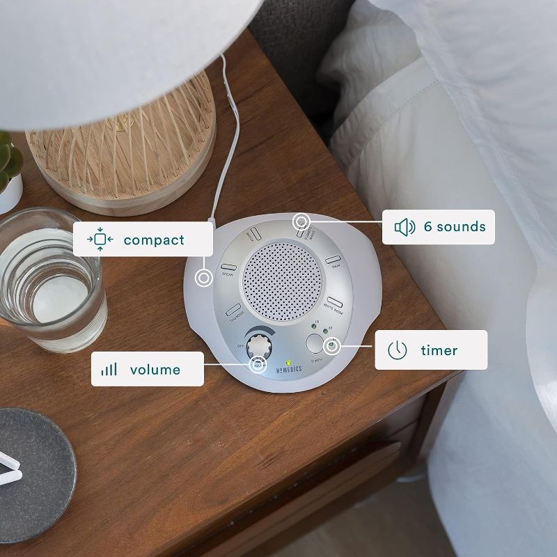 Photo 3 of Homedics SoundSleep White Noise Sound Machine, Silver, Small Travel Sound Machine with 6 Relaxing Nature Sounds, Portable Sound Therapy for Home, Office,...
