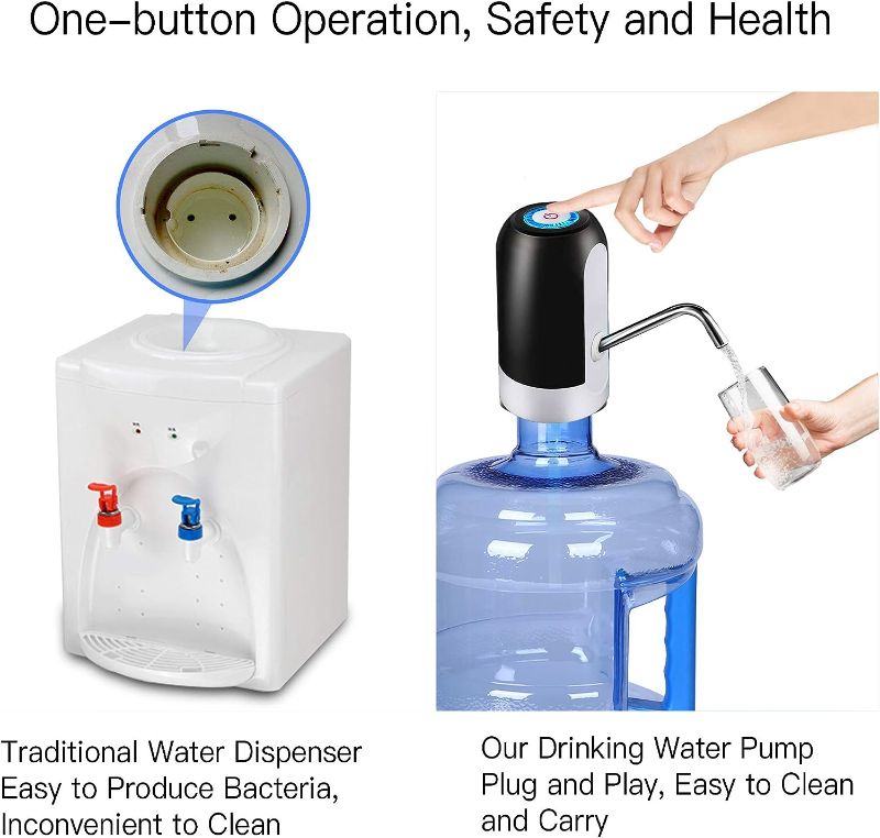 Photo 1 of Water Bottle Pump 5 Gallon Water Bottle Dispenser USB Charging Automatic Drinking Water Pump Portable Electric Water Dispenser Water Bottle Switch
