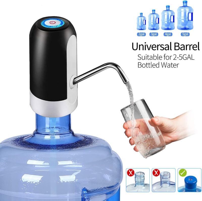 Photo 3 of Water Bottle Pump 5 Gallon Water Bottle Dispenser USB Charging Automatic Drinking Water Pump Portable Electric Water Dispenser Water Bottle Switch
