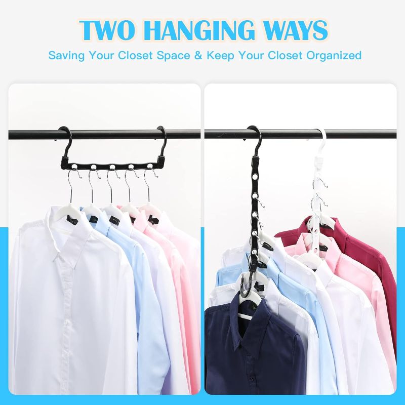 Photo 4 of 16 Pack Sturdy Hanger Organizer, Plastic Space Saving Hanger, Smart Magic Clothes Hanger, for Dorm Closet Storage Apartment College Bedroom Essentials, Black Gray White [ Upgraded Quality ]
