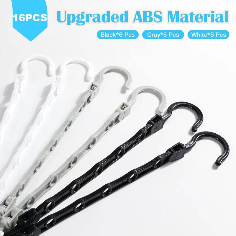 Photo 3 of 16 Pack Sturdy Hanger Organizer, Plastic Space Saving Hanger, Smart Magic Clothes Hanger, for Dorm Closet Storage Apartment College Bedroom Essentials, Black Gray White [ Upgraded Quality ]
