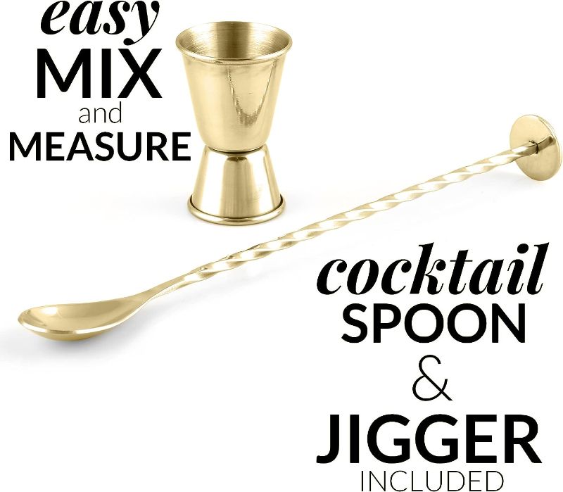Photo 1 of Large 24 oz Stainless Steel Cocktail Shaker Set - Mixed Drink Shaker - Martini Shaker Set with Built in Strainer, Double Sided Jigger & Combo Muddler Mixing Spoon - Pro Margarita Shaker - by Zulay
