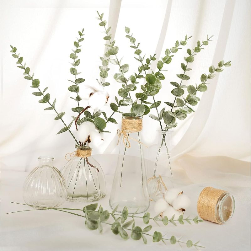 Photo 2 of Tiyard 18pcs Eucalyptus Stems Artificial Eucalyptus Leaves Stems Real Grey Green Touch Leaf Branches for Home Office Flowers Bouquet Centerpiece Wedding Decoration
